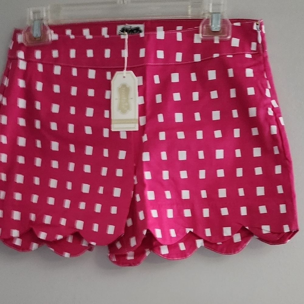 Mud Pie Pink White Scalloped Shorts Size XS - Picture 3 of 6